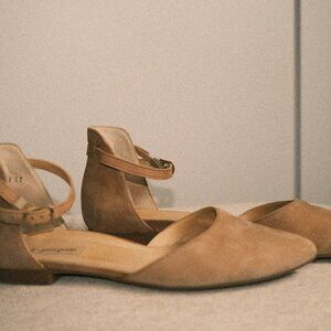 Paul Green Suede Beige/Tan Flats with Ankle Strap